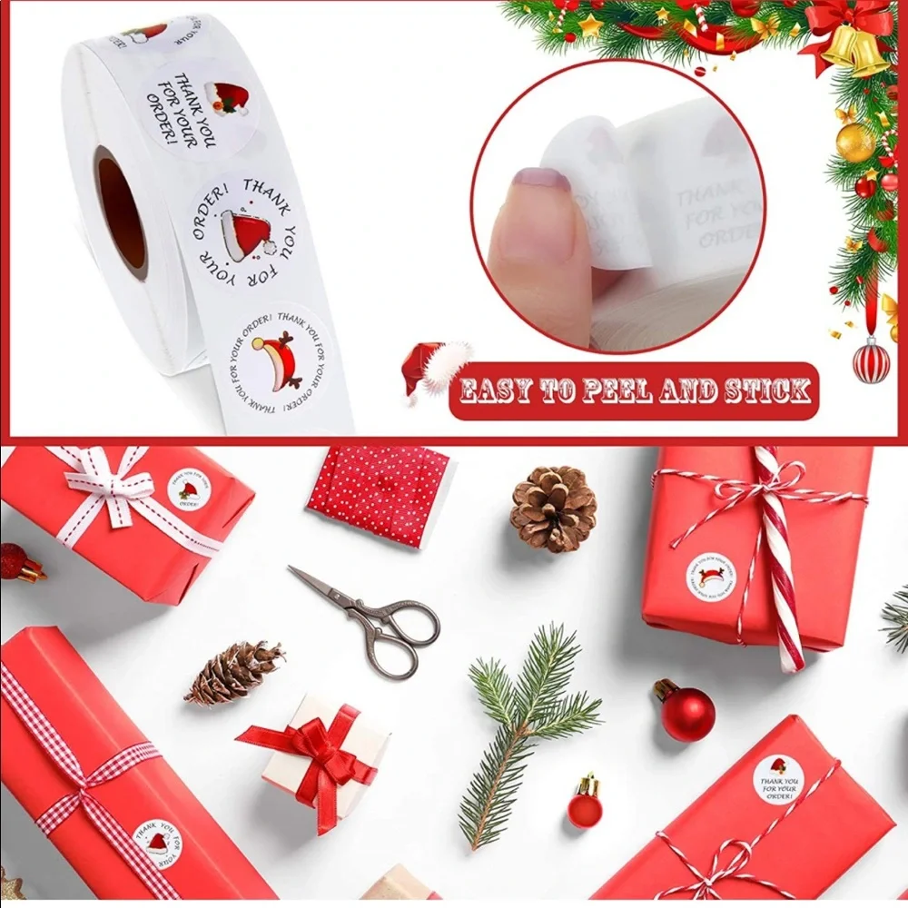 🎅🏽 50 Thank You - Merry Christmas Package Stickers